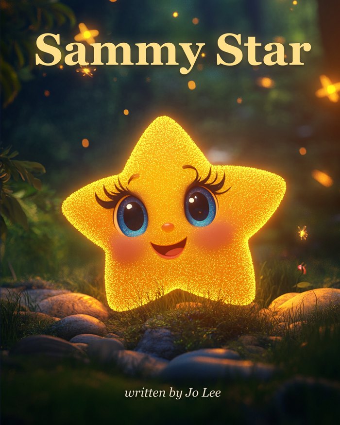 Sammy Star book cover — a small glowing golden star in a night forest