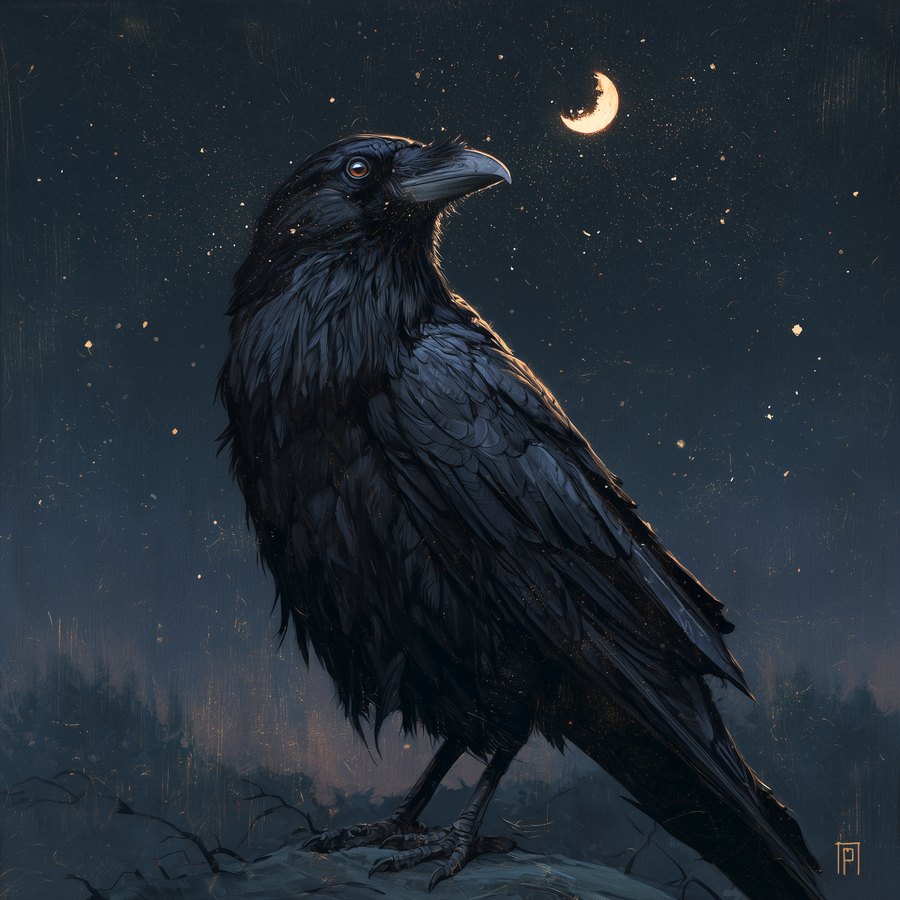 Braveheart the raven under the Milky Way